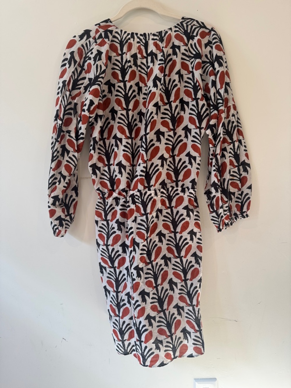 Apiece Apart Printed Drawstring Waist Dress - Rust & Black Leaf Print - Picture 7 of 7